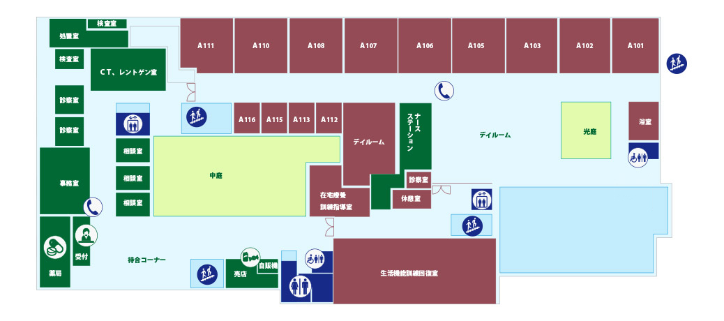 1階　認知症治療病棟フロアマップ