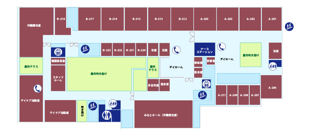 2階　精神科病棟フロアマップ