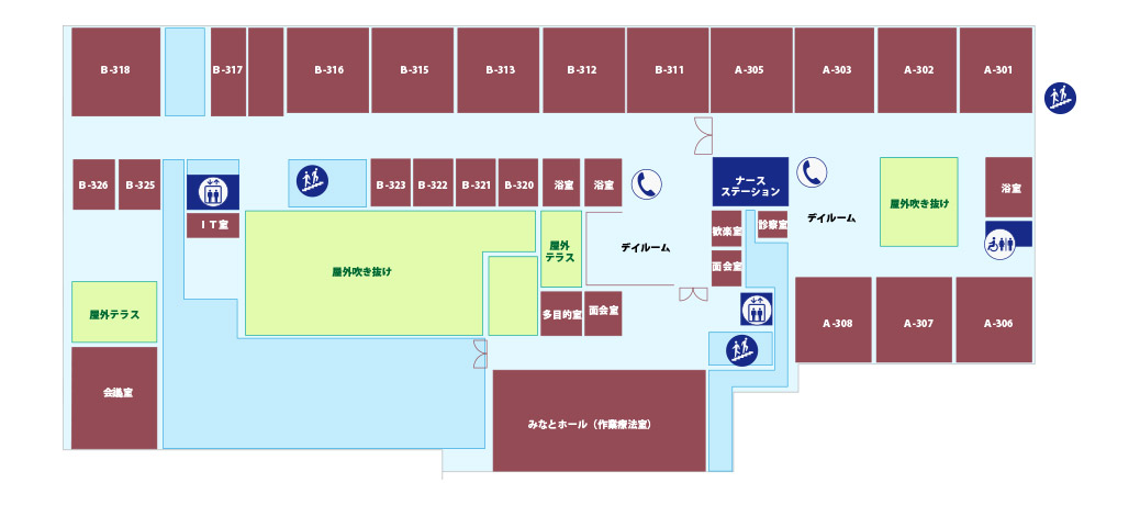 3階　精神科療養病棟フロアマップ